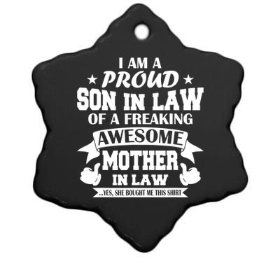 Funny Gift I'm A Proud Son In Law Of A Freaking Awesome Mother In Law Gift Ceramic Star Ornament