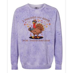 Funny Gaming I Paused My Game For Thanksgiving Gamer Colorblast Crewneck Sweatshirt