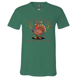 Funny Gaming I Paused My Game For Thanksgiving Gamer V-Neck T-Shirt