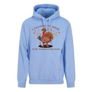 Funny Gaming I Paused My Game For Thanksgiving Gamer Unisex Surf Hoodie