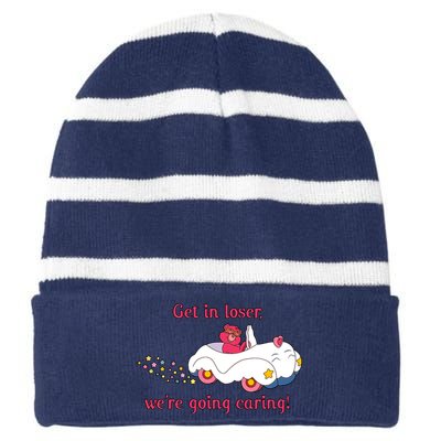 Funny Get In Loser, We're Going Caring Striped Beanie with Solid Band