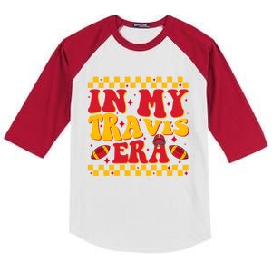 Funny Groovy In My Travis Era Kids Colorblock Raglan Jersey