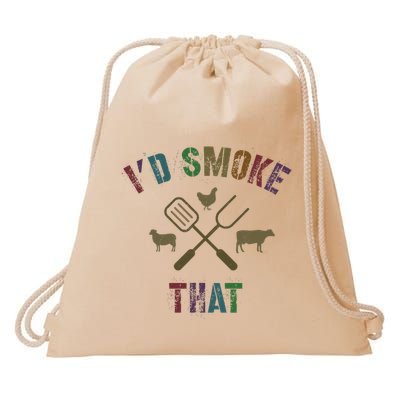 Funny Grilling ID Smoke That Grill Daddy Pit Meat Squad Drawstring Bag