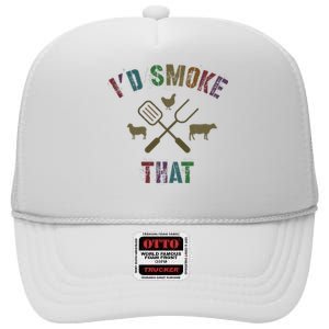 Funny Grilling ID Smoke That Grill Daddy Pit Meat Squad High Crown Mesh Back Trucker Hat