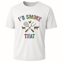 Funny Grilling ID Smoke That Grill Daddy Pit Meat Squad Cooling Performance Crew T-Shirt