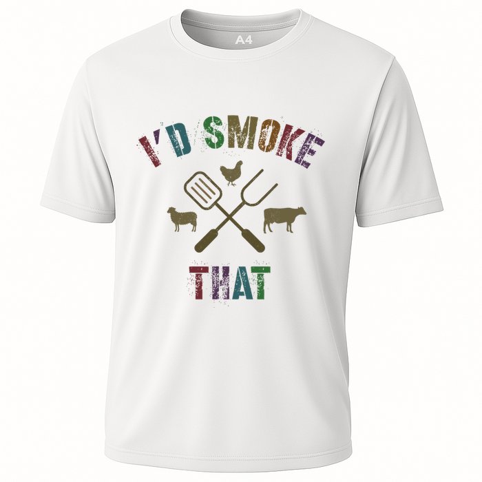 Funny Grilling ID Smoke That Grill Daddy Pit Meat Squad Cooling Performance Crew T-Shirt