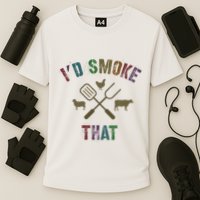 Funny Grilling ID Smoke That Grill Daddy Pit Meat Squad Cooling Performance Crew T-Shirt