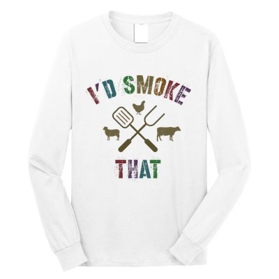 Funny Grilling ID Smoke That Grill Daddy Pit Meat Squad Long Sleeve Shirt