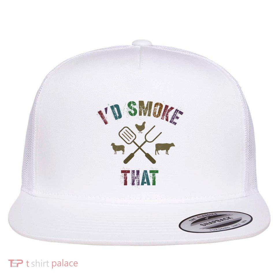 Funny Grilling ID Smoke That Grill Daddy Pit Meat Squad Flatbill Hat