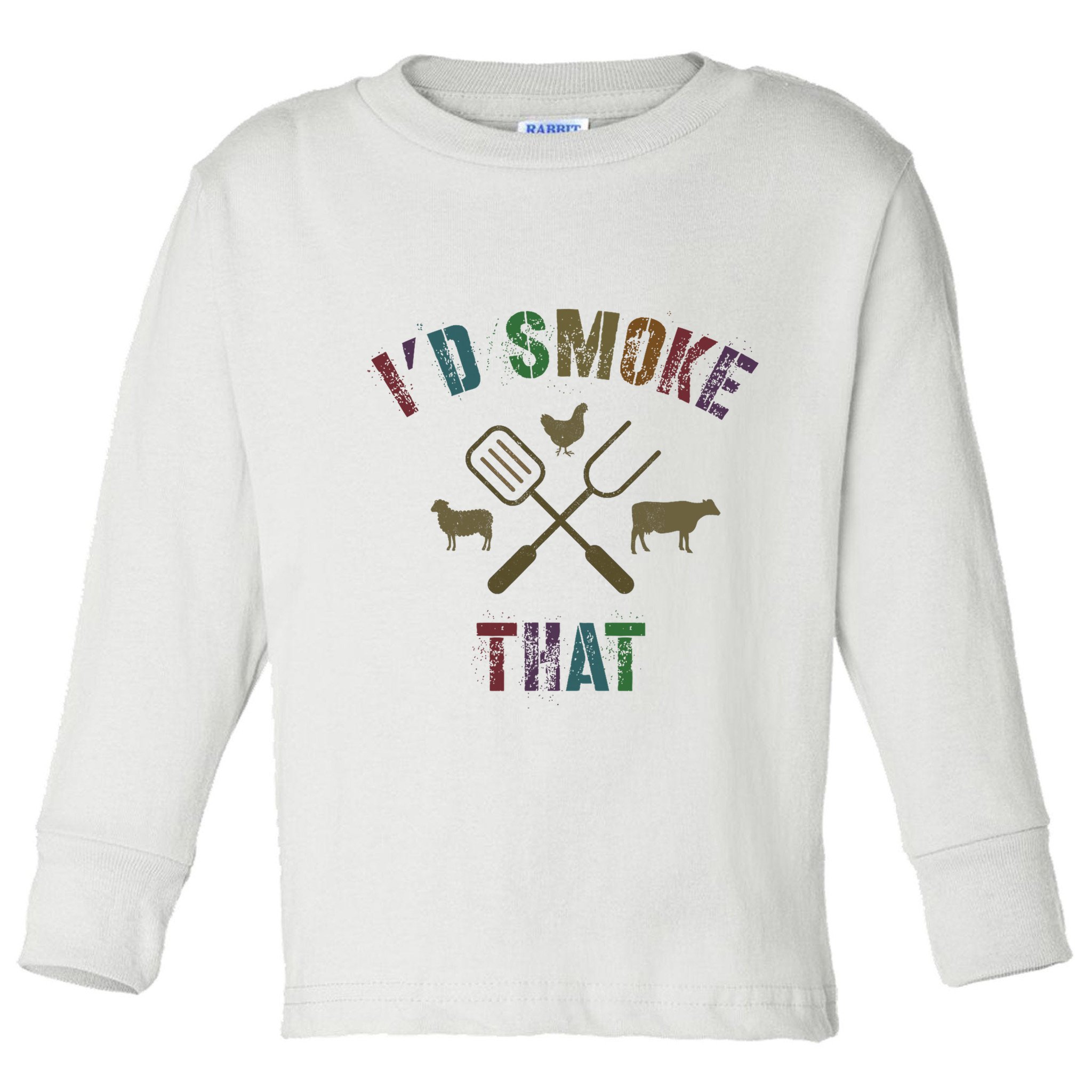 Funny Grilling ID Smoke That Grill Daddy Pit Meat Squad Toddler Long Sleeve Shirt
