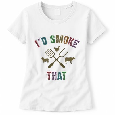 Funny Grilling ID Smoke That Grill Daddy Pit Meat Squad Womens T-Shirt