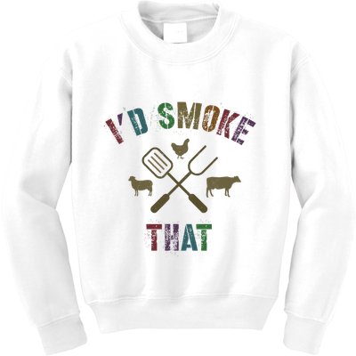 Funny Grilling ID Smoke That Grill Daddy Pit Meat Squad Kids Sweatshirt