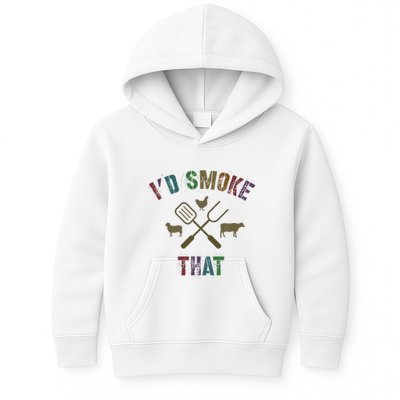 Funny Grilling ID Smoke That Grill Daddy Pit Meat Squad Kids Hoodie