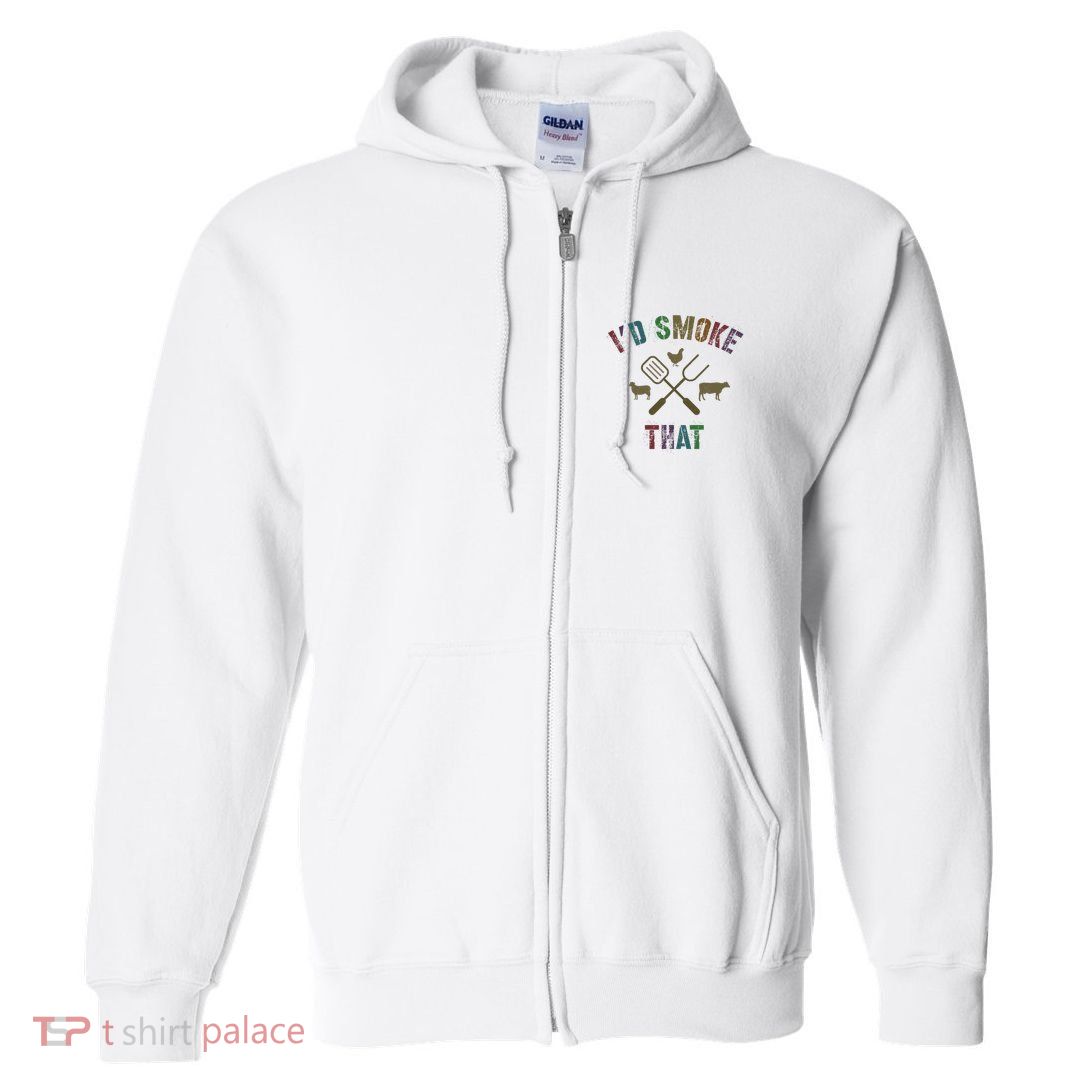 Funny Grilling ID Smoke That Grill Daddy Pit Meat Squad Full Zip Hoodie