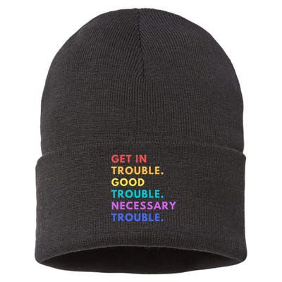 Funny Get In Good Necessary Trouble Sustainable Knit Beanie