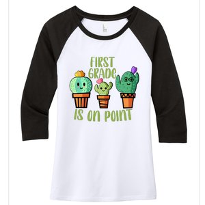 First Grade Is On Point Cute Cactus Women's Tri-Blend 3/4-Sleeve Raglan Shirt