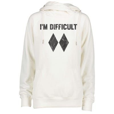 Funny Gift Im Difficult Double Black Diamond Ski Snowboard Womens Funnel Neck Pullover Hood