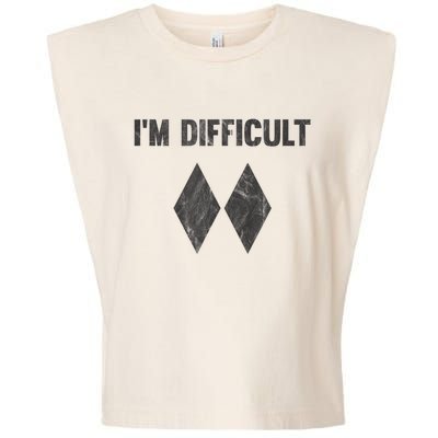 Funny Gift Im Difficult Double Black Diamond Ski Snowboard Garment-Dyed Women's Muscle Tee