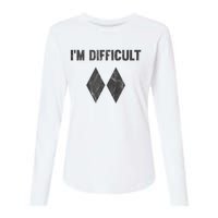 Funny Gift Im Difficult Double Black Diamond Ski Snowboard Womens Cotton Relaxed Long Sleeve T-Shirt