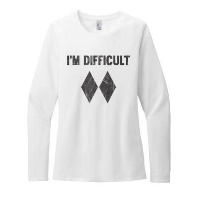 Funny Gift Im Difficult Double Black Diamond Ski Snowboard Womens CVC Long Sleeve Shirt