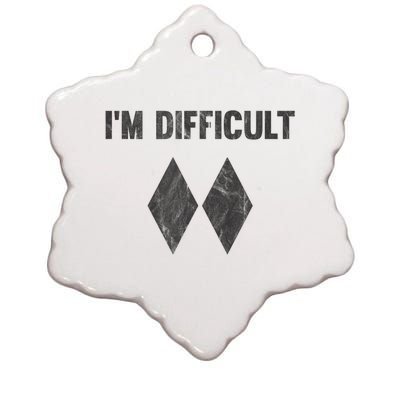 Funny Gift Im Difficult Double Black Diamond Ski Snowboard Ceramic Star Ornament