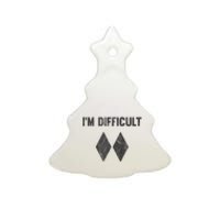 Funny Gift Im Difficult Double Black Diamond Ski Snowboard Ceramic Tree Ornament