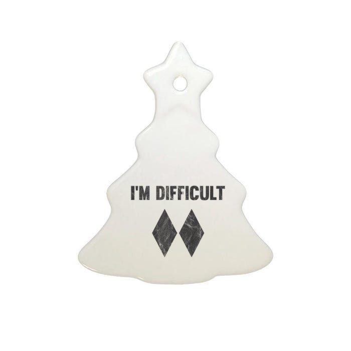 Funny Gift Im Difficult Double Black Diamond Ski Snowboard Ceramic Tree Ornament