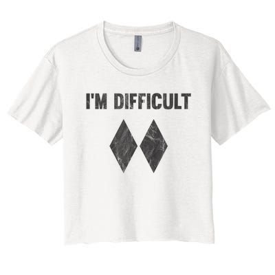 Funny Gift Im Difficult Double Black Diamond Ski Snowboard Women's Crop Top Tee