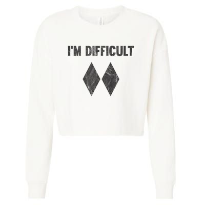 Funny Gift Im Difficult Double Black Diamond Ski Snowboard Cropped Pullover Crew