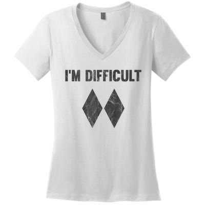 Funny Gift Im Difficult Double Black Diamond Ski Snowboard Women's V-Neck T-Shirt