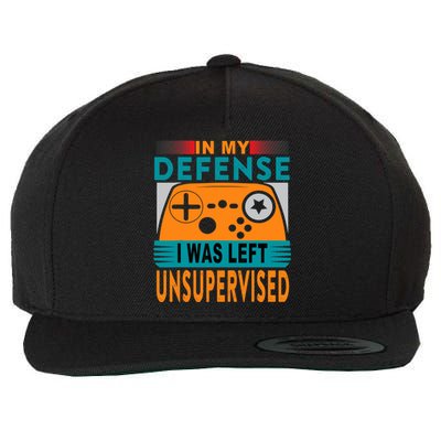 Funny Gamer I Was Left Unsupervised Wool Snapback Cap