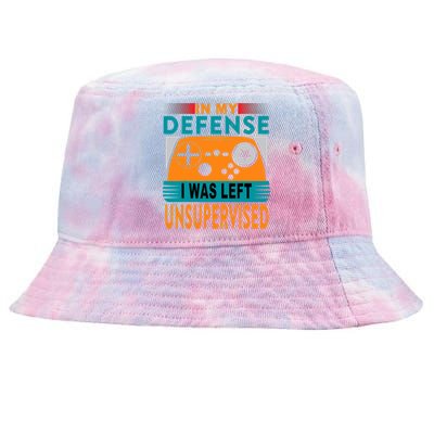 Funny Gamer I Was Left Unsupervised Tie-Dyed Bucket Hat