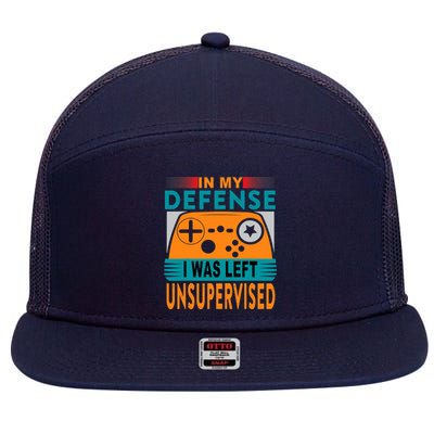 Funny Gamer I Was Left Unsupervised 7 Panel Mesh Trucker Snapback Hat