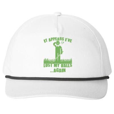 Funny Golf It Appears Ive Lost My Balls Again Snapback Five-Panel Rope Hat