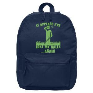 Funny Golf It Appears Ive Lost My Balls Again 16 in Basic Backpack