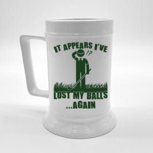 Funny Golf It Appears Ive Lost My Balls Again Beer Stein