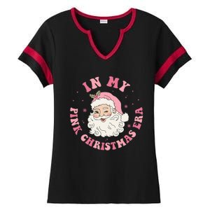 Funny Groovy In My Pink Christmas Era Xmas Gift Ladies Halftime Notch Neck Tee