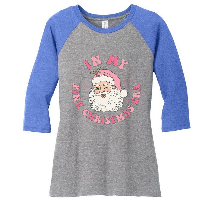 Funny Groovy In My Pink Christmas Era Xmas Gift Women's Tri-Blend 3/4-Sleeve Raglan Shirt