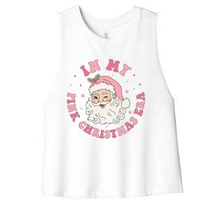 Funny Groovy In My Pink Christmas Era Xmas Gift Women's Racerback Cropped Tank