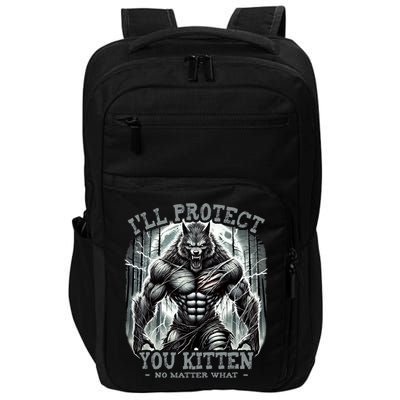 Funny Graphic ILl Protect You Kitten Alpha Wolf Impact Tech Backpack