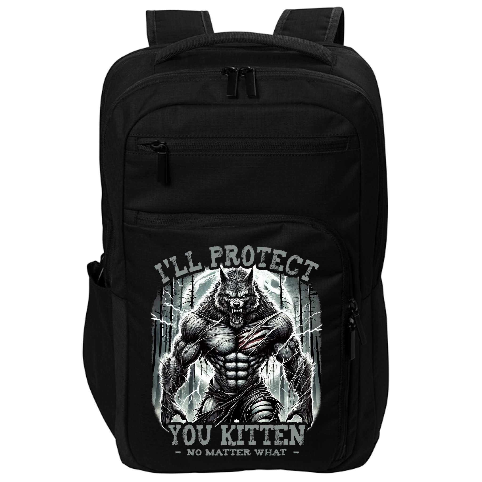 Funny Graphic ILl Protect You Kitten Alpha Wolf Impact Tech Backpack
