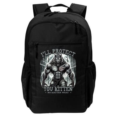 Funny Graphic ILl Protect You Kitten Alpha Wolf Backpack