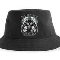 Funny Graphic ILl Protect You Kitten Alpha Wolf Sustainable Bucket Hat