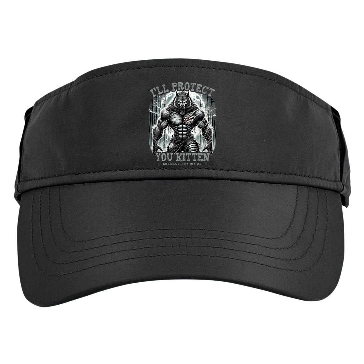 Funny Graphic ILl Protect You Kitten Alpha Wolf Adult Drive Performance Visor
