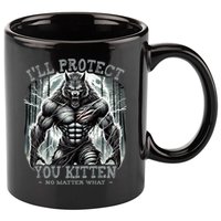 Funny Graphic ILl Protect You Kitten Alpha Wolf 11oz C Handle Ceramic Mug