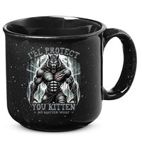 Funny Graphic ILl Protect You Kitten Alpha Wolf 15oz Campfire Ceramic Mug