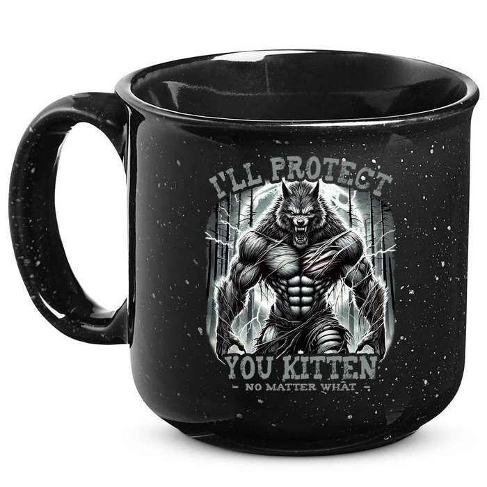 Funny Graphic ILl Protect You Kitten Alpha Wolf 15oz Campfire Ceramic Mug