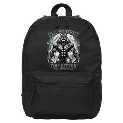 Funny Graphic ILl Protect You Kitten Alpha Wolf 16 in Basic Backpack