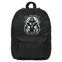 Funny Graphic ILl Protect You Kitten Alpha Wolf 16 in Basic Backpack