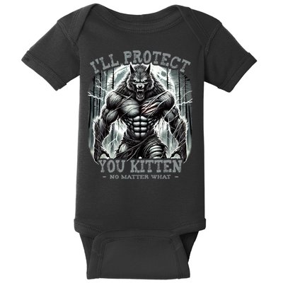 Funny Graphic ILl Protect You Kitten Alpha Wolf Baby Bodysuit